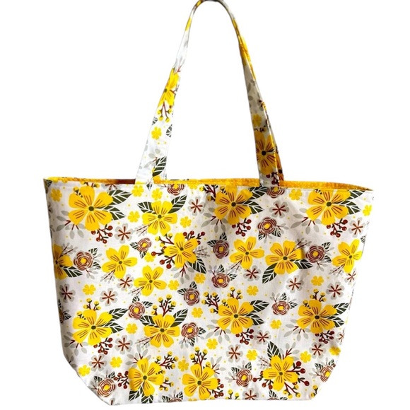 Handmade Colorful Floral Fabric Tote Bag All Purpose Carry All Shoulder Purse - Picture 9 of 9